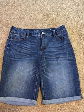 St. John's Bay Dark Blue Rolled Cuff Denim Bermuda Shorts